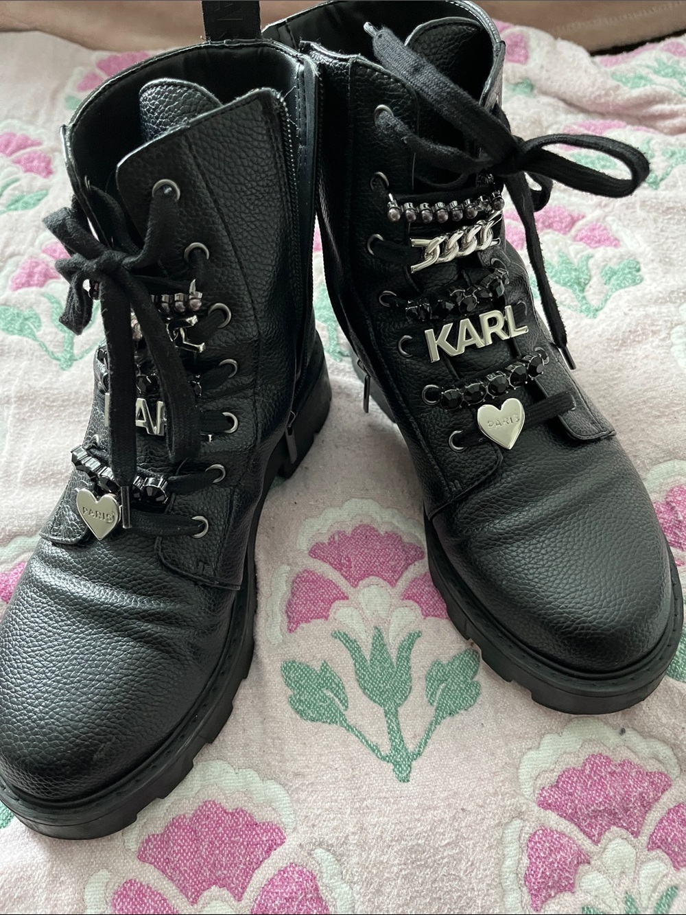 KARL LAGERFIELD MELA Combat Boots 7M